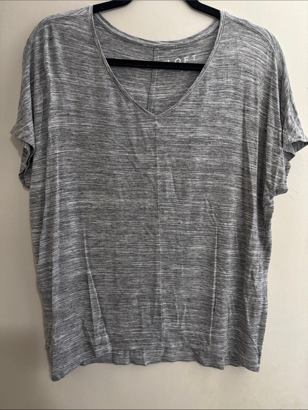 LOFT Heather Gray V-Neck Short Sleeve Tee